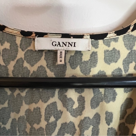 Ganni Animal Print V-Neck Midi Dress size 8 - Picture 6 of 8